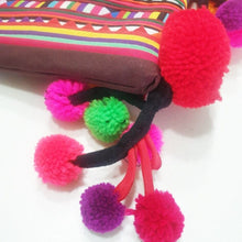 Load image into Gallery viewer, New! Crossbody Bag Purse Strap Shoulder Bag Hill Tribe Silver Bead Pom Pom Hmong