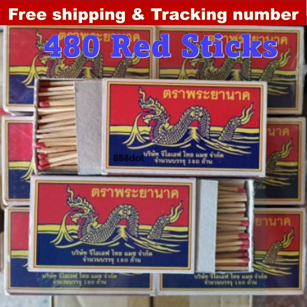 480 Red Sticks Original Serpent Phrayanak Thai Wooden Matches Fire Starters