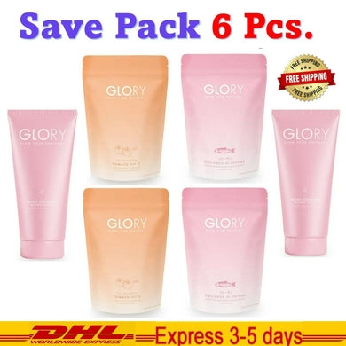 6 Pcs Glory Collagen Dipeptide Tomato Vit C Bright Clear Radiance Glowy Scrub
