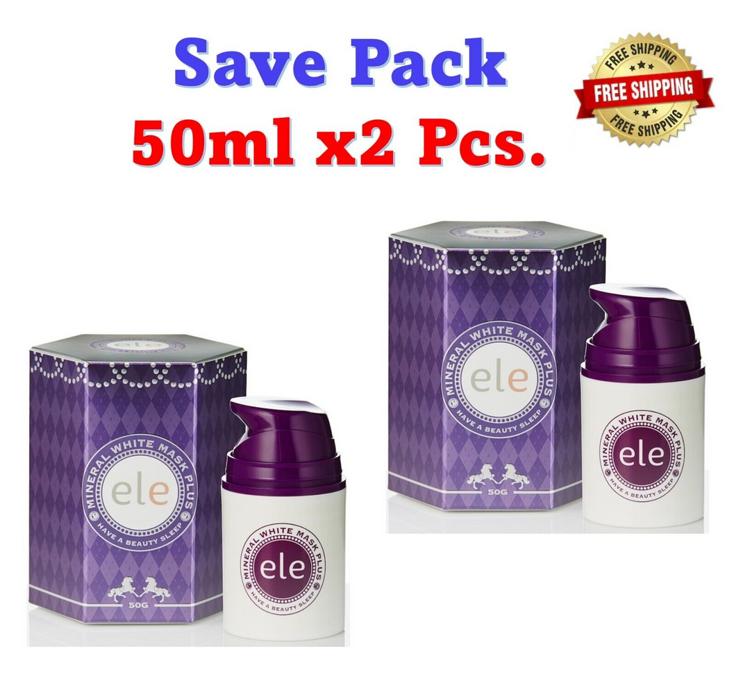 2x ELE Mineral White Mask Plus Bright Skin Sleep Mask Moisturizing All Natural