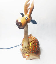 Load image into Gallery viewer, Vintage Table Lamp Shade Deer Coconut Shell Handmade Design Safari Night Light