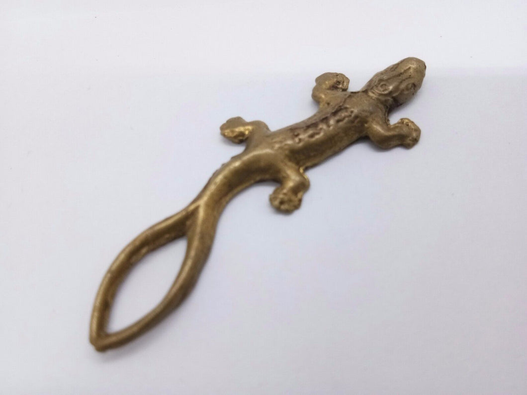 LIZARD 2 Tail Brass Talisman Love Charm RICH Magic Thai Amulet Pendant