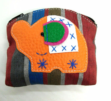 Elephant Mini Cute V.3 Purse Sewing Handmade Fabric Thai style colorful pattern