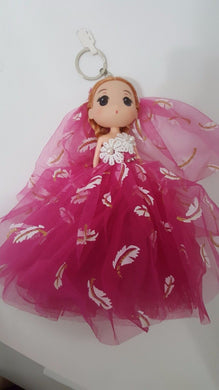 Girl Cute Bride Pink Dress Mini Doll Keyring Charm Animal Keyring Souvenir