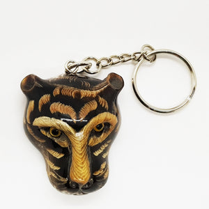 TIGER v4 Key ring true Buffalo's Horn Carve Figurine Keychain Talisman chic art
