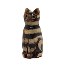 Load image into Gallery viewer, Cat brown Striped Buffalo&#39;s Horn Carved Decor Collectibles Lucky Bone