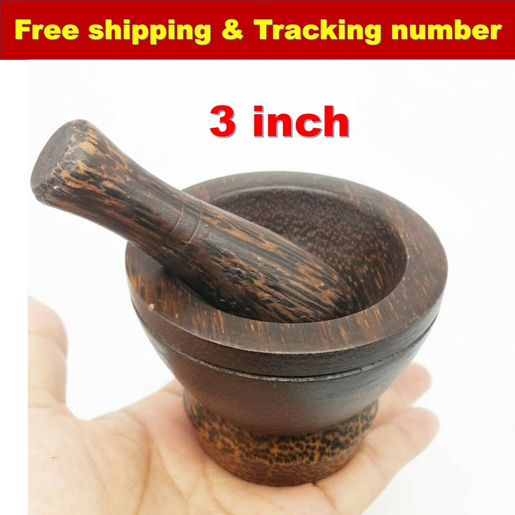 Small Mortar Pestle Wood Mini Wooden Thai Grinder Pill Crusher Handcraft Cute 3