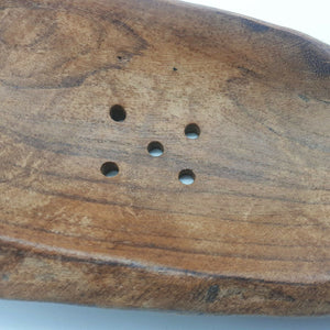 Hand Carved Wood Teak Wooden Bowl Box Natural Fruit Soap Dish Vintage