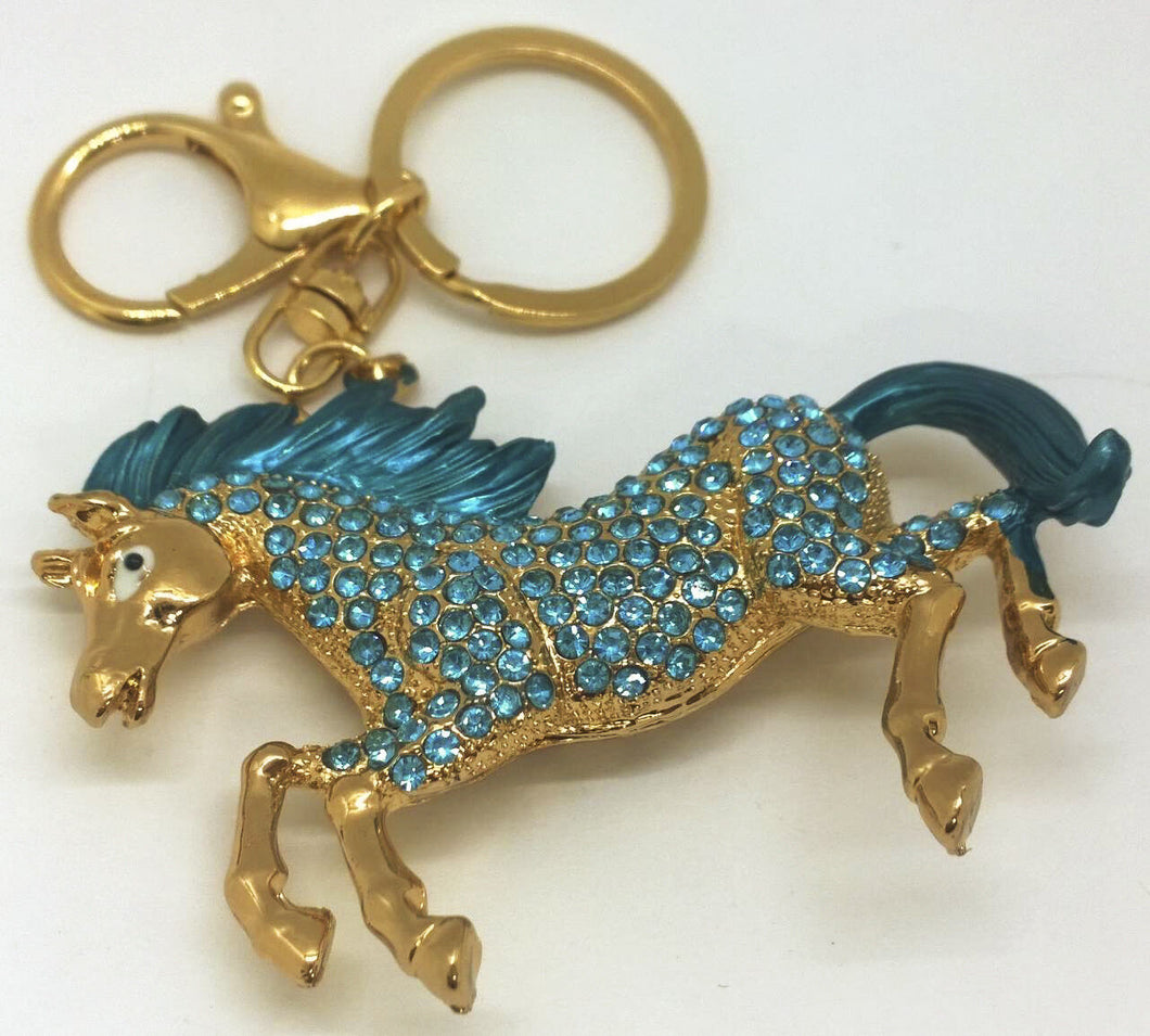 Horse Diamond keyring Blue Gold Thailand Trip keychain gifts traveling backpack