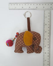 Load image into Gallery viewer, Doll Elephant Brown dot Keyring sewing charm cute keychain animal lover Fabric