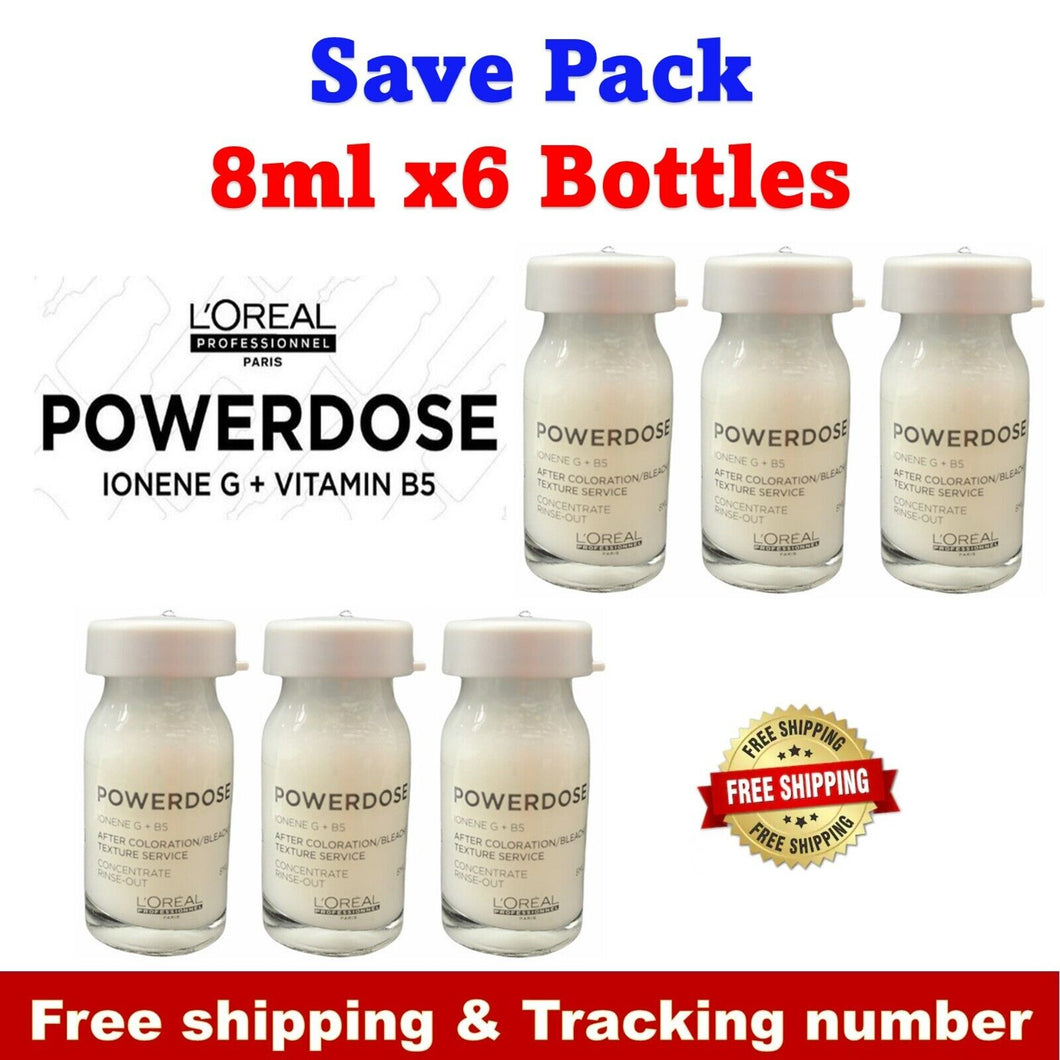 6x L'Oreal Power Dose Lonene G+B5 Hair Treatment For Damaged Hair 8ml