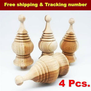 4 x 3.5" Wooden Finials Teak Wood Unfinished Antique Furniture Post Home Decor