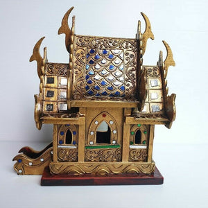 Thai Spirit House Golden Buddhist Altar Temple Teak Wood Craft Handmade Shrine
