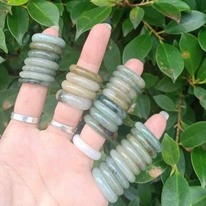 50 Pcs Burmese Jadeite Ring Lot Untreated Assorted Sizes Colors Natural Jade