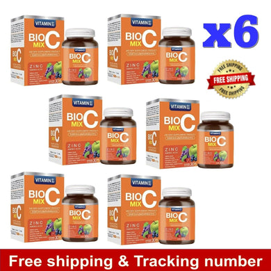 6 x New BIO C MIX Vitamin C 1000mg Alpha Zinc Radiance Skin Wrinkle 180 Tablets