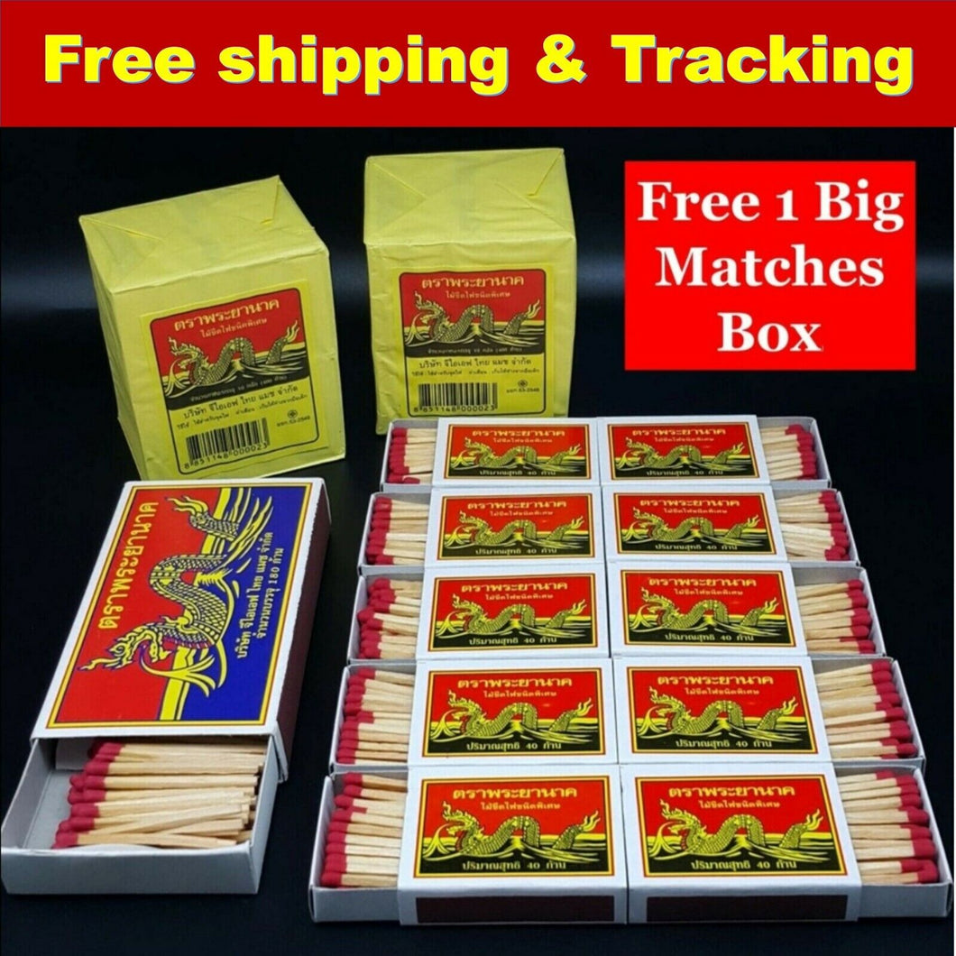 Red Stick Original Phrayanak Thai Wooden Matches Cigar (20Boxes Free 1 Big Box)