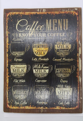 Coffee Menu Image Sign Metal Retro Cafe Poster Tin Plate Shop Decor Plaque Enjoy