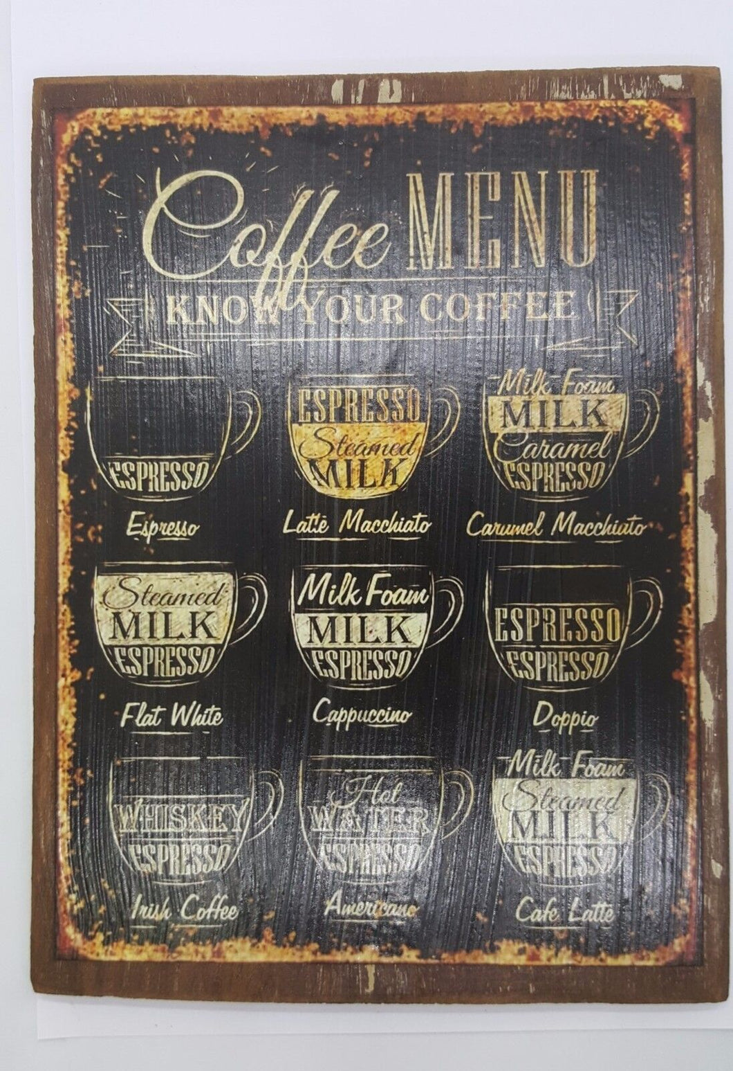 Coffee Menu Image Sign Metal Retro Cafe Poster Tin Plate Shop Decor Plaque Enjoy