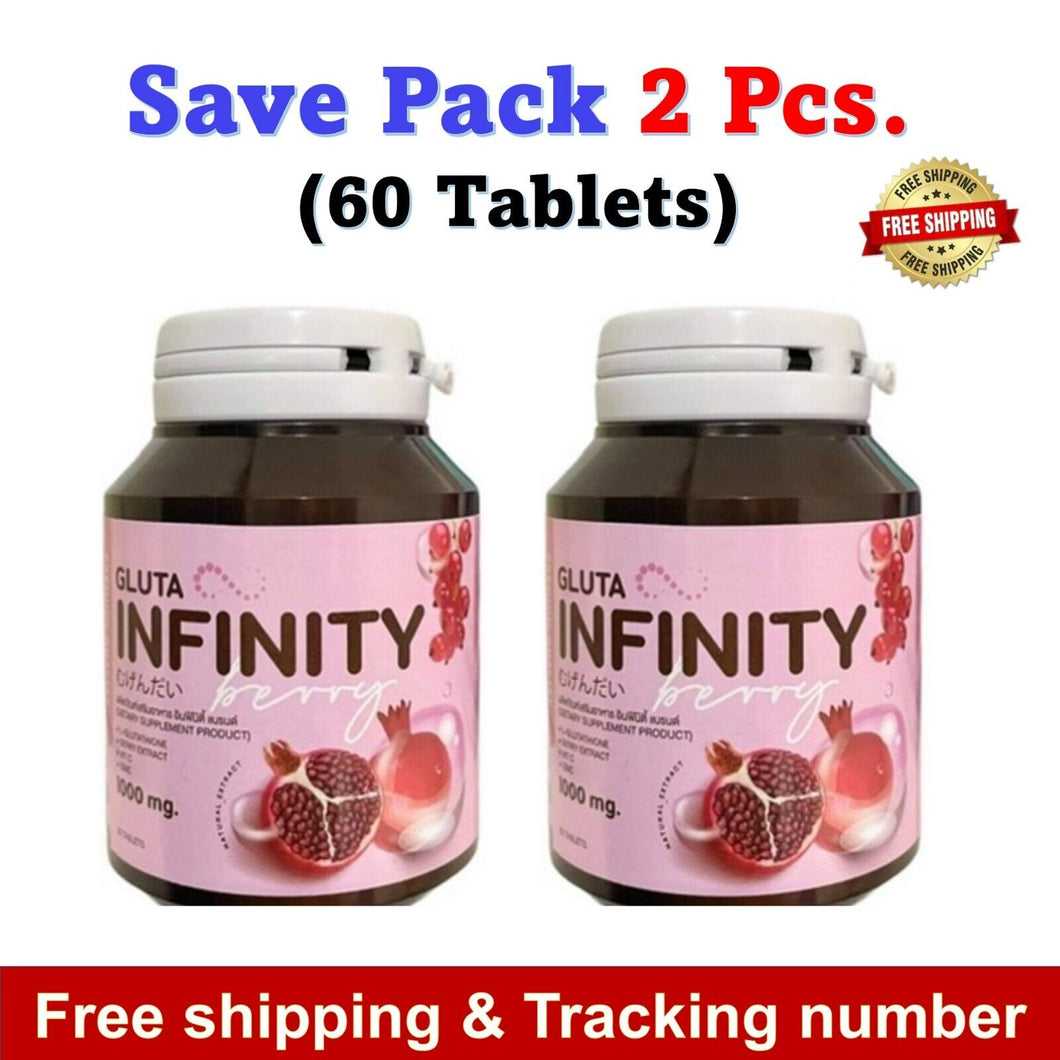2x Gluta Infinity Berry 1000 mg 17 natural Aura Skin Supplement 30 Tablets