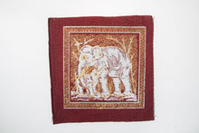 Load image into Gallery viewer, Fabric Red Sacred image Thai Painting Twin Elephant Gold Picture Wall Art Dector