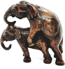 Load image into Gallery viewer, Resin 2 Elephant Sculpture Carved Figurine Antique Decor Collectibles Hand Craft