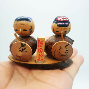 Vintage Japanese Kokeshi Wooden Doll Mini Boy Girl Carved Paint Carve Art