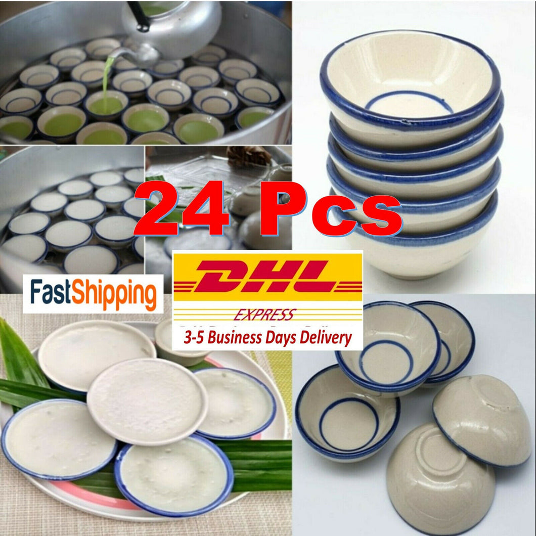 24 x Mini Bowl Ceramic Cup Thai Dessert Mold Steam Coconut Milk Multi-Purpose