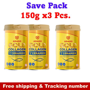 3X AMADO Gold Collagen Colligi Plus Ceramide Rice Extract Tripeptide 150g