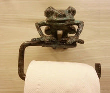 Load image into Gallery viewer, Brass Roll Tissue Paper Holder Hang GREEN FROG Toilet Wall free standing toilet