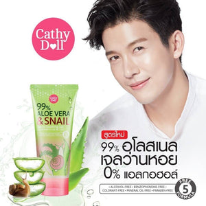 3x Cathy Doll 99% Aloe Vera & Snail Serum Soothing Gel Snail Mucus Extract 60g