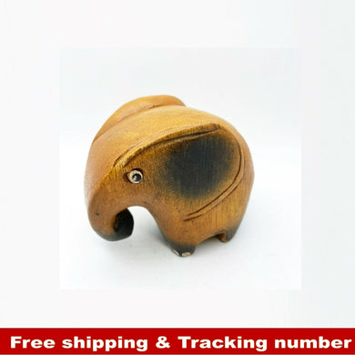 Thai Elephant Hand Carved Wooden Figurine Lovely Sculpture Home Decor Souvenir
