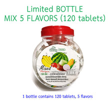 Load image into Gallery viewer, CHEWY CANDY BOTTLE MIX 5 FLAVORS 120 TTOFFEE HAOLIYUAN BRAND THAI DESSERT