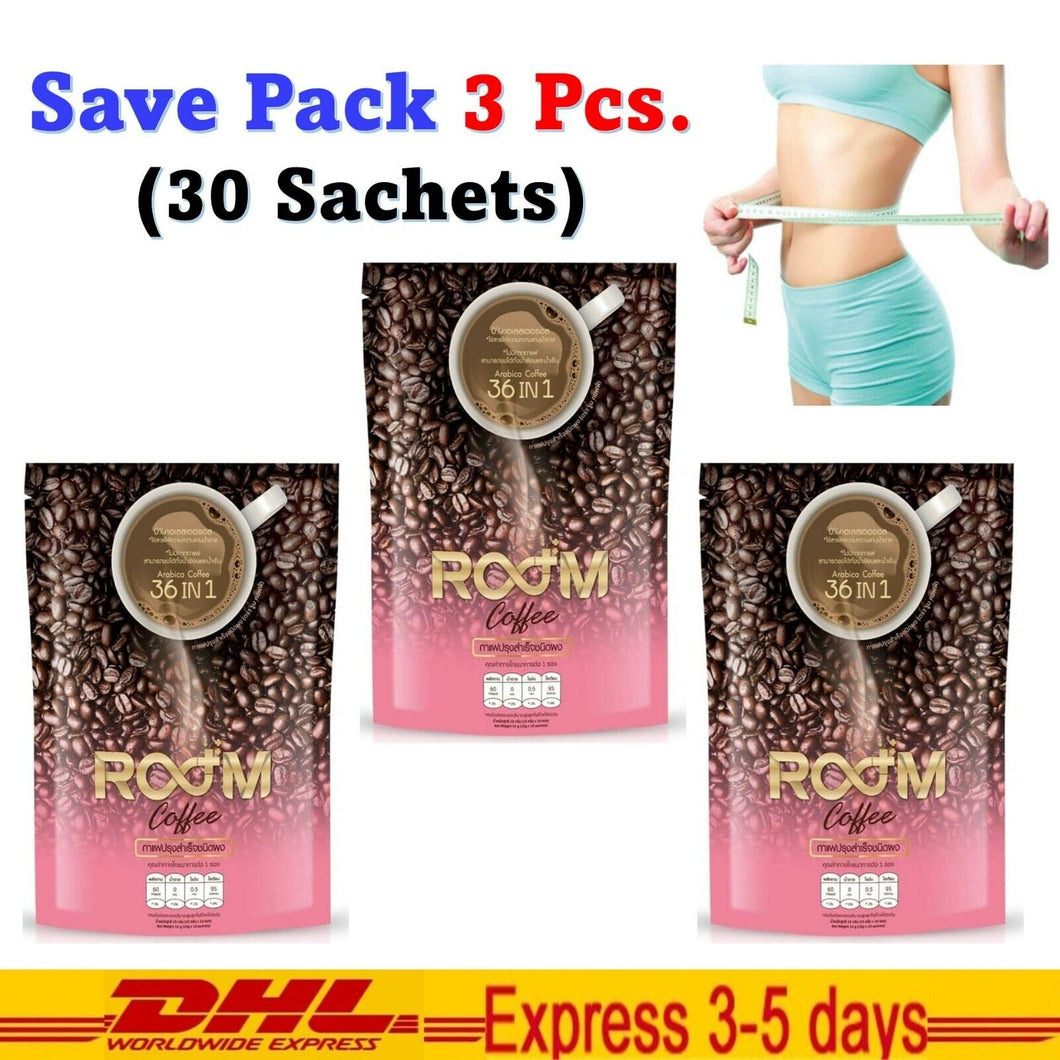 3 X ROOM COFFEE 36IN1 Slim Fit Weight Collagen Vitamins Fiber Detox 0% Fat