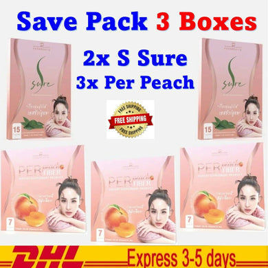 5x S-Sure Fast Burn Slimming Weight Control + Per Peach Fiber Detox Dietary