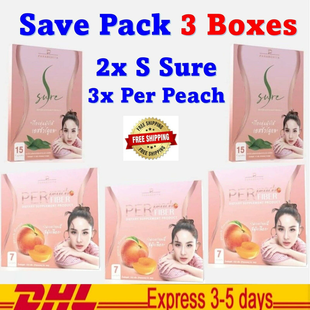 5x S-Sure Fast Burn Slimming Weight Control + Per Peach Fiber Detox Dietary