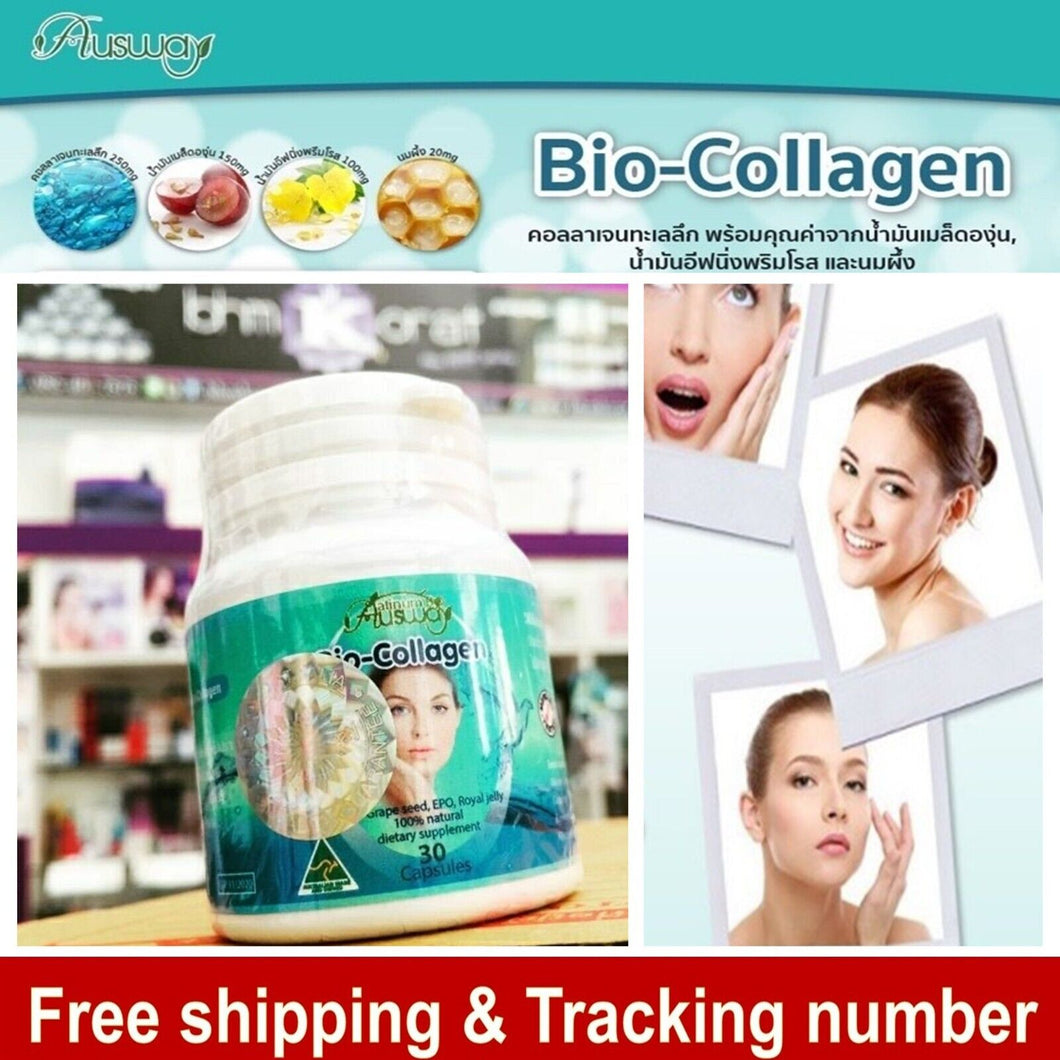 Ausway Bio-collagen Marine Royal Jelly Grape Seed Extract Supplements 30 Capsule
