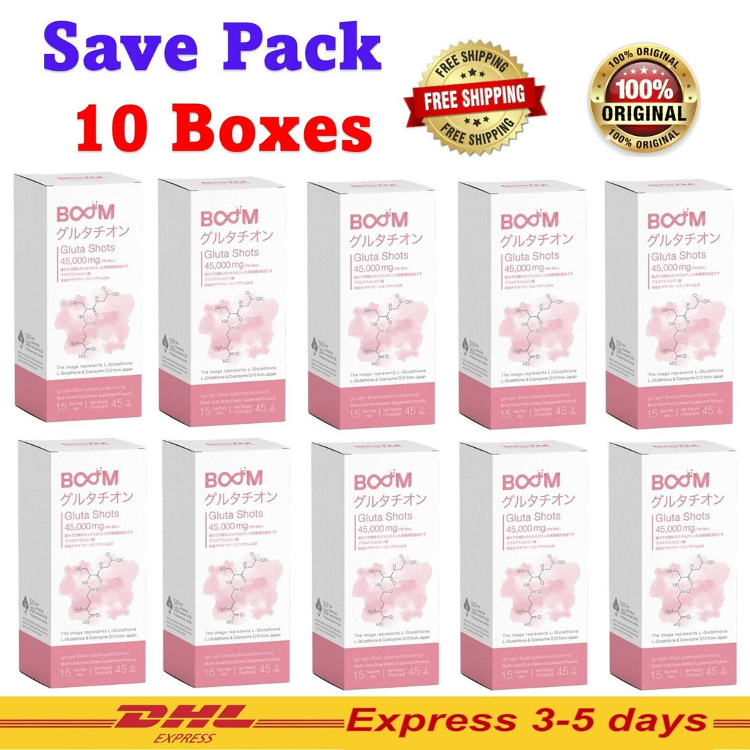 10 x Boom Gluta Shots Anti-Oxidant Sun Block Reduce Premature Aging Aura Skin