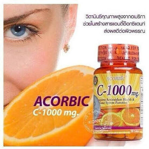 100 Pcs.AUTHENTIC ACORBIC VITAMIN C-1000 MG Radiant Skin Fast ship DHL express