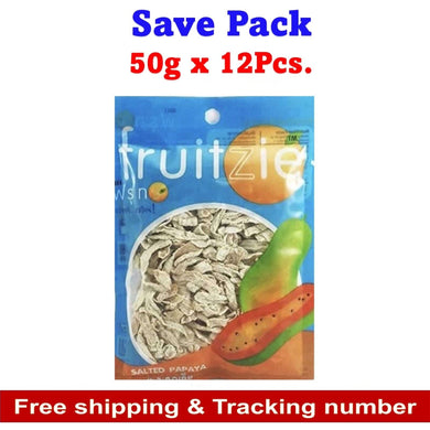 Fruitzie Salted Papaya Dried Snack Thai Fruit Chewing Picnic Yummy (12pcsx50g)