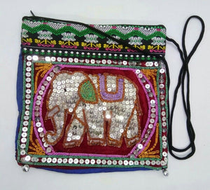 Elephant Fabric Purse Neck strap Thai style Handmade pattern animal charm gift