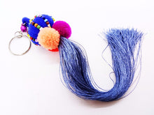 Load image into Gallery viewer, Hill Tribal Style Blue Ver.1 Handmade keyring Thailand Trip keychain gifts