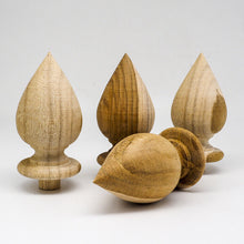 Load image into Gallery viewer, Set 4 x3.25&quot; TeakWood Lotus Shape Drapery Rod Finial Curtain Rail post Cap Furni