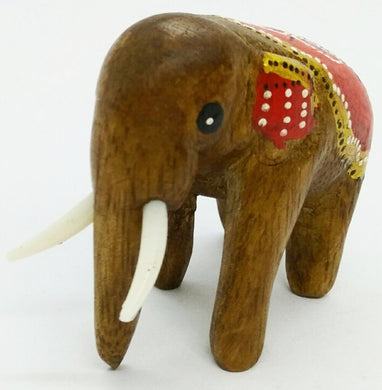 Classic Handmade Elephant Wood Carved Doll Figurine Animal Collectibles Decor