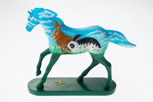 Little Blue Horse Rasin Hand Painted Rabbit Style Cute Animal Figure Decor Craft