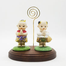 Load image into Gallery viewer, Twin Little Boy &amp; Girl Resin Hand Paint Gold THAI Cute Animal Figure Decor Craft