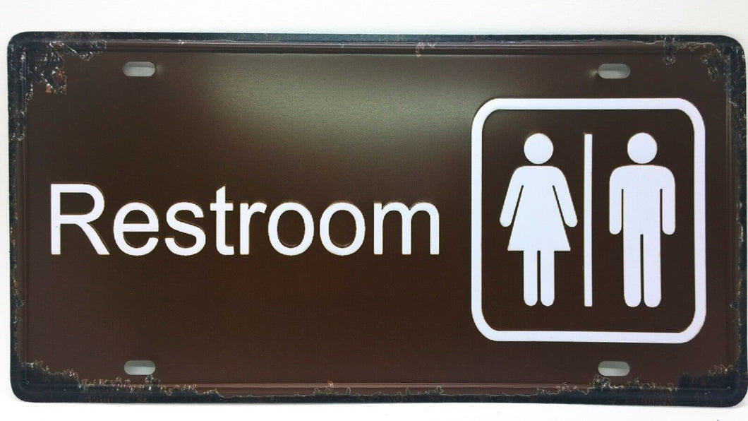 Restroom Sign Retro Plate Door Toilet Vintage Metal Poster Wall Tin Plaque Decor