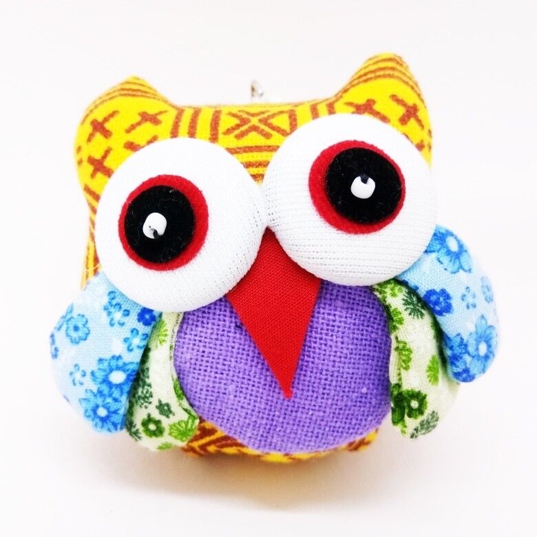 Keyring Owl V.2 Hand Sewing Doll Charm Cute Keychain Animal Lover Vintage Gift