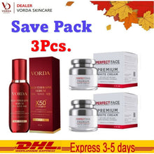 Load image into Gallery viewer, Vorda Red Therapy Luxury Serum &amp; Cream Reduce Melasma Freckles (3 Pcs set)