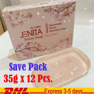 12x JENITA SILK THREAD SOAP Botox Gluta Plus Reduce Acne Radiance Smooth 35g