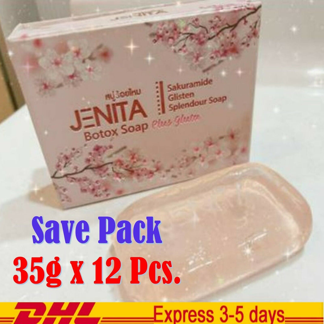 12x JENITA SILK THREAD SOAP Botox Gluta Plus Reduce Acne Radiance Smooth 35g